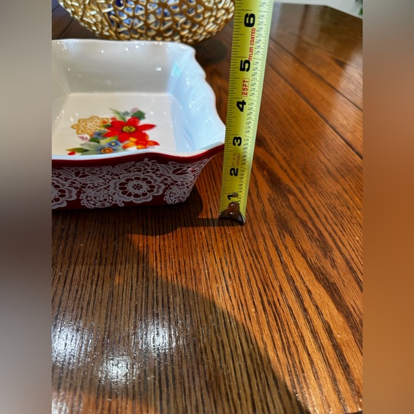EUC Pioneer Woman Red Lace & Floral Stoneware Bakeware/Baking Dish, Used… - Picture 13 of 13